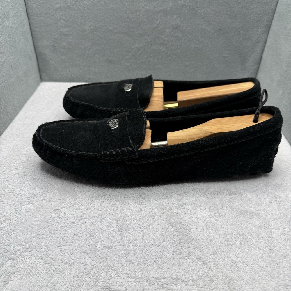 Coach Nicola Q1873 Women's 11 B Black Suede Driving Loafers Moccasin Shoes